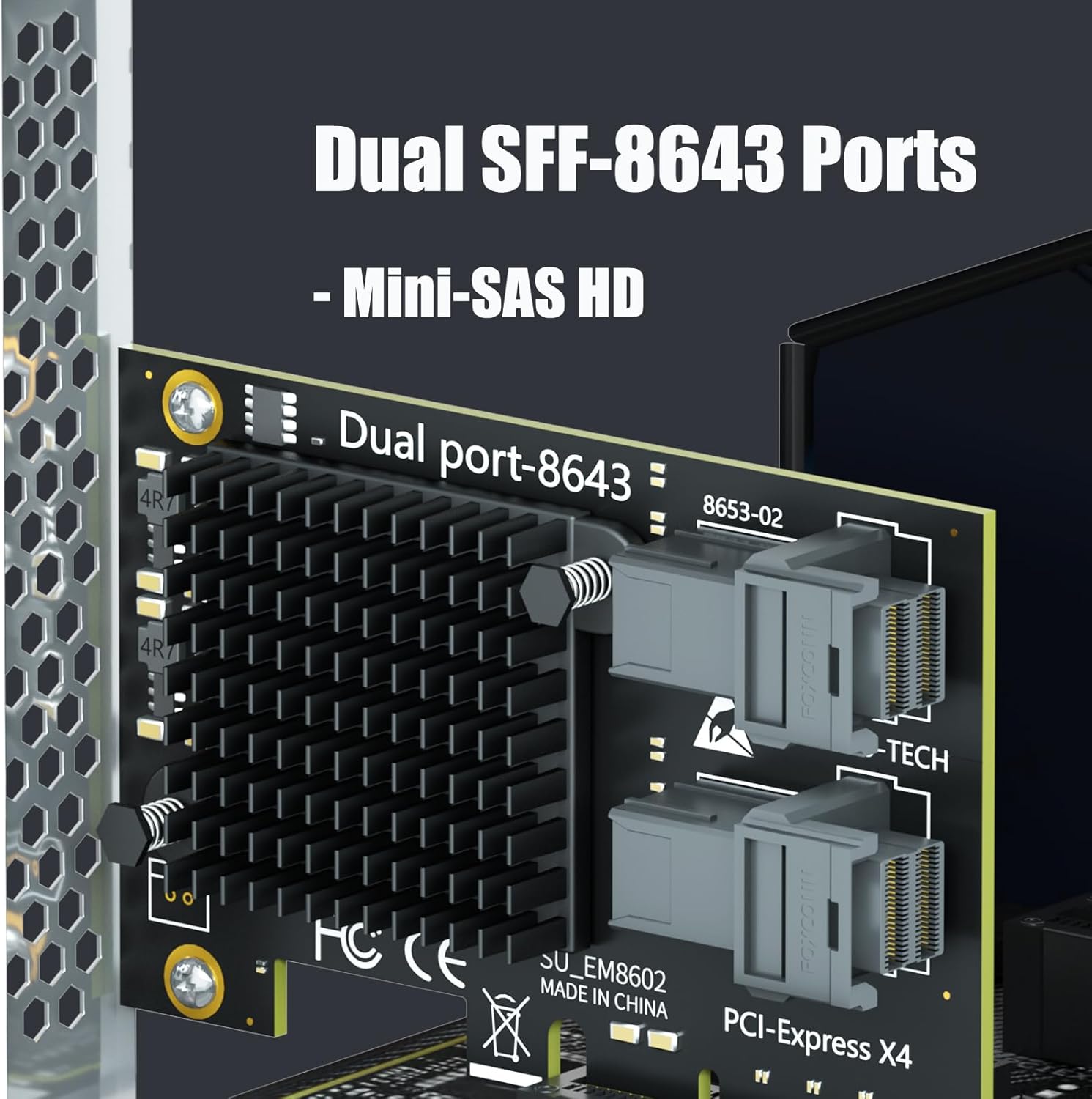 GLOTRENDS SF22 2-Port SFF-8643(Mini-SAS HD) to PCIE 3.0 X4 Adapter Card with PCIe Bifurcation Function, Regular and Low-profible Bracket