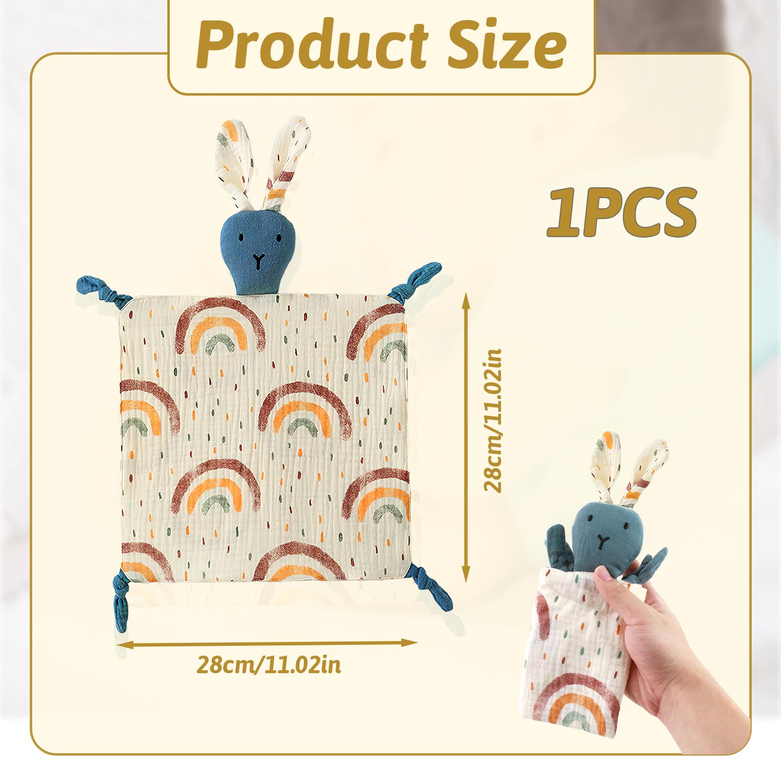 ORUZA Baby Comforters - Rabbit Baby Blanket for Infant Toddler Newborn Boys and Girls, Dark Blue - Image 2