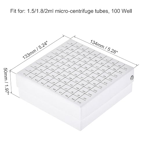 Miniatura 2 de uxcell Caja de almacenamiento para congelador de tubo de centrífuga, soporte de cartón impermeable de 100 pocillos, color blanco para tubos de