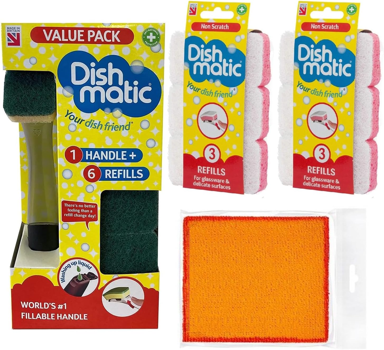 Scorpeon Dishmatic Washing Up Brushes with Heavy Duty Sponge Easy