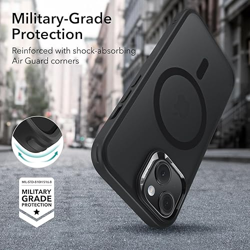 Vista 918 de ESR Funda para iPhone 15 Pro Max, compatible con MagSafe, de grado militar, negro transparente