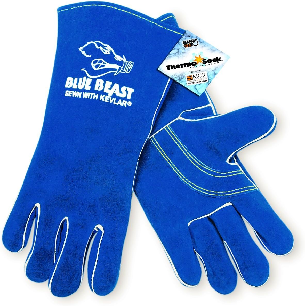 MCR Safety Gloves 4600 Blue Beast Split Cow Leather Welder