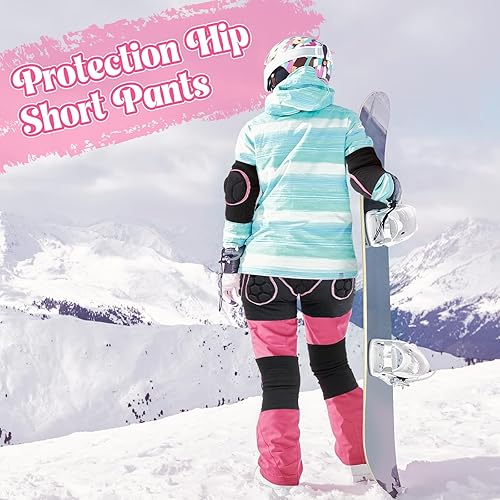 Vista 5 de Lewtemi Juego de 3 protectores 3D acolchados para la cadera, pantalones cortos de EVA, rodilleras, coderas, protección de invierno, almohadillas