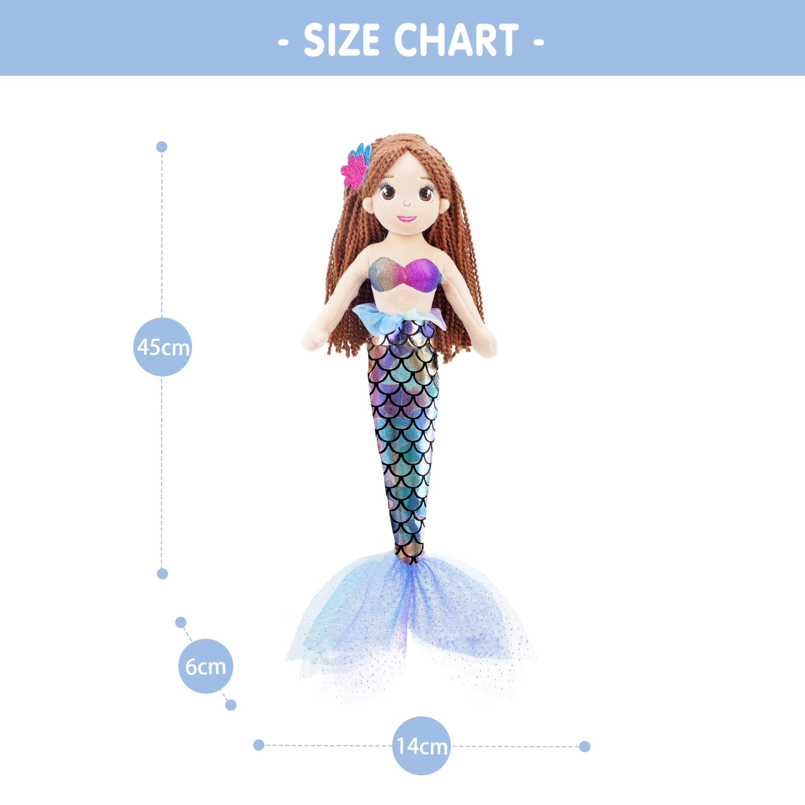 Lullaberry 45cm Sparkly Mermaid Tifara - Soft Plush Stuffed Mermaid Doll Gift for Toddler Girls - Image 4