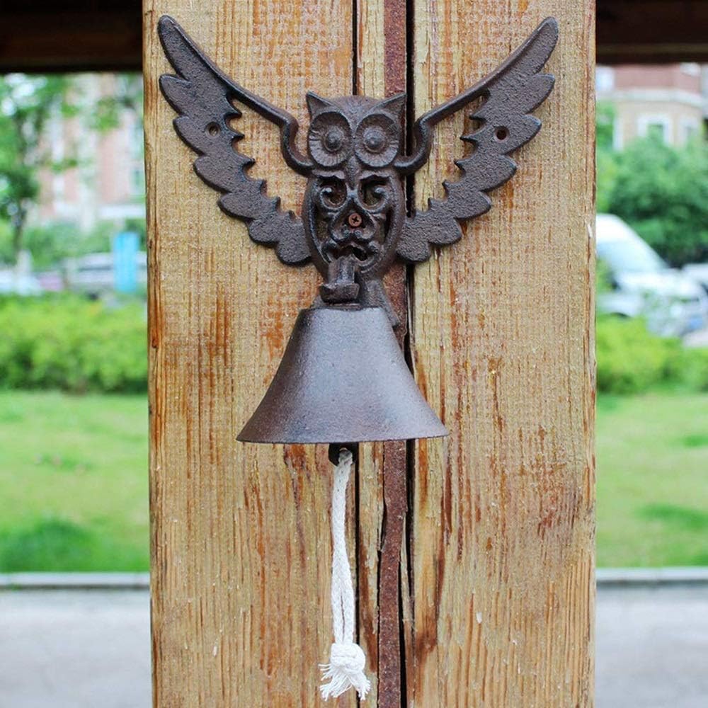 Wall Mount Cast Iron Doorbell handbell Retro Art Door Bell - for Garden Yard Home Decor