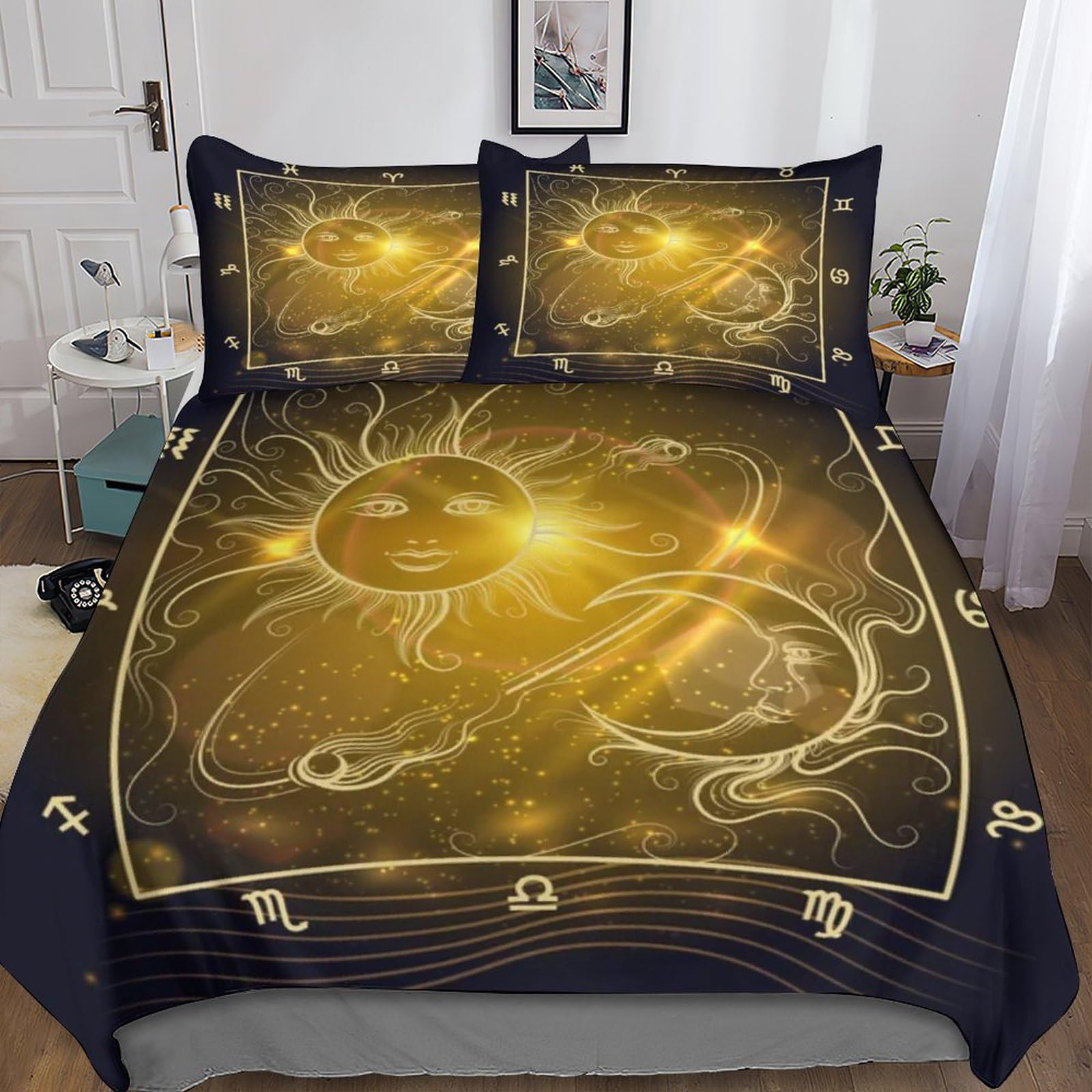 Housse de couette constellation Zodiac parure de lit 3D microfibre pour garçon et fille