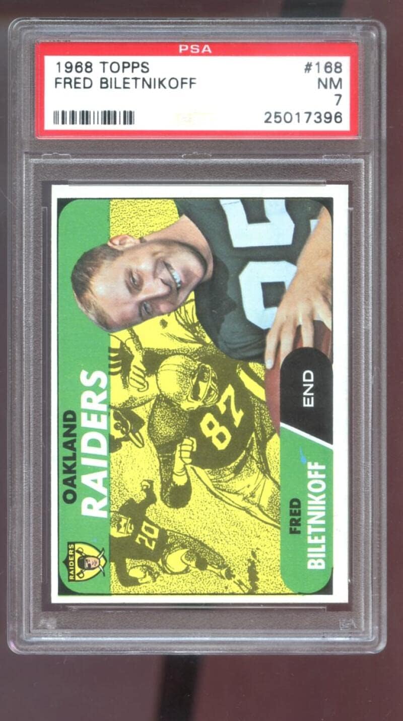 1968 Topps #168 Fred Biletnikoff PSA 7 Graded Football Card NFL Oakland Raiders