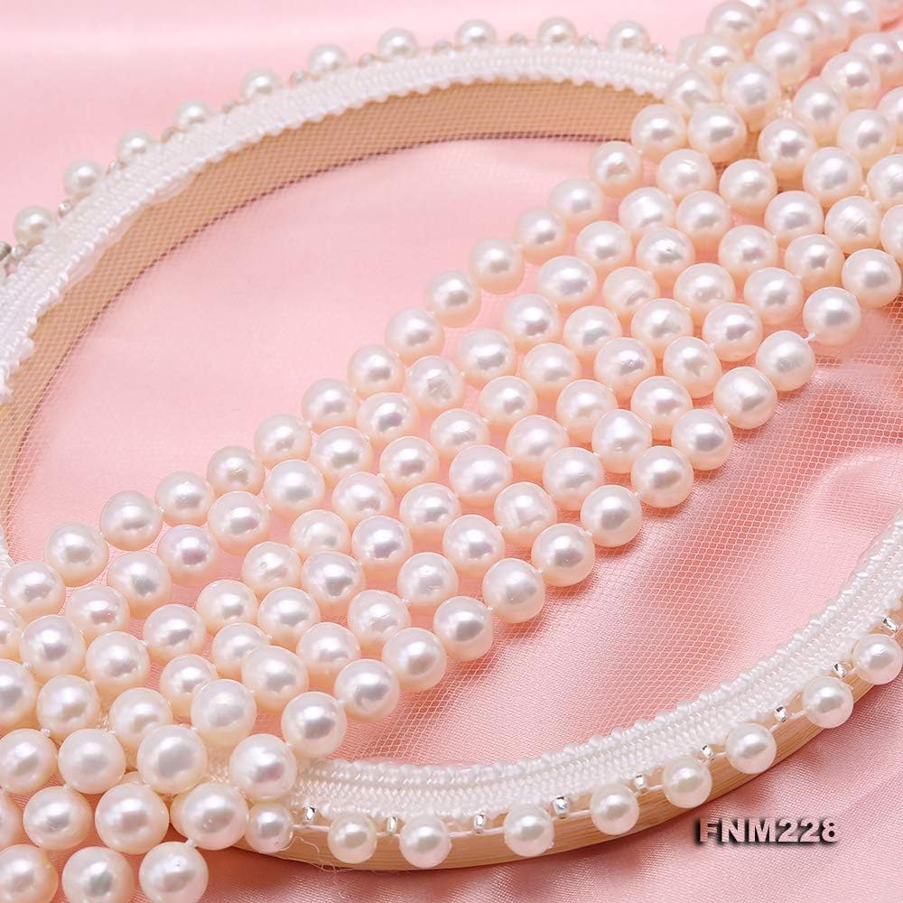 Triple Strand Pearl Necklace for Women Graceful 3 Strands 7-8mm Near Round White Pearl Necklace 20-23inch