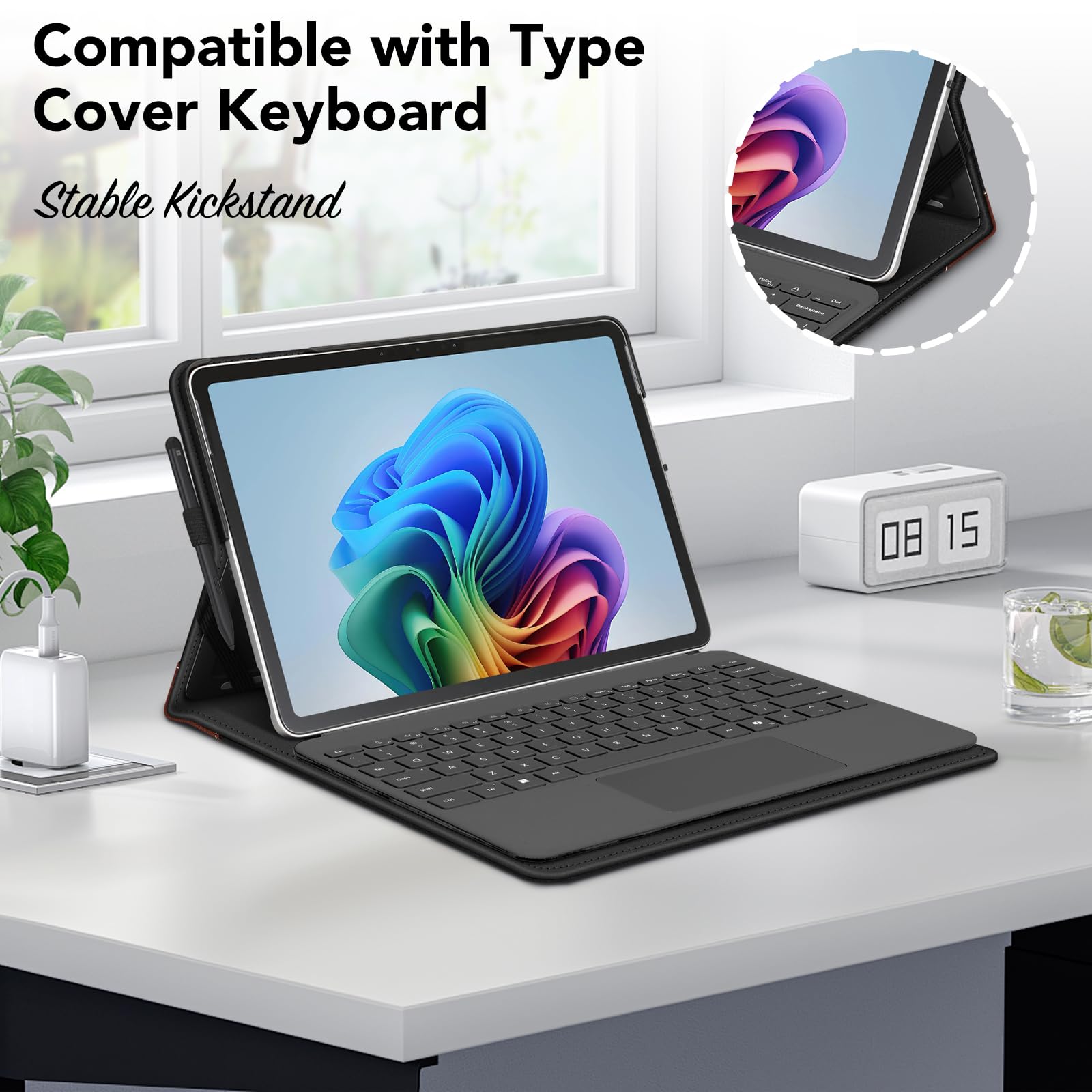 Fintie Funda para Microsoft Surface Pro de 12 Pulgadas, 1ª edición (2025), Cartera de visión de múltiples ángulos, Funda de Negocios con Bolsillo y Soporte para lápiz Capacitivo, Compatible con