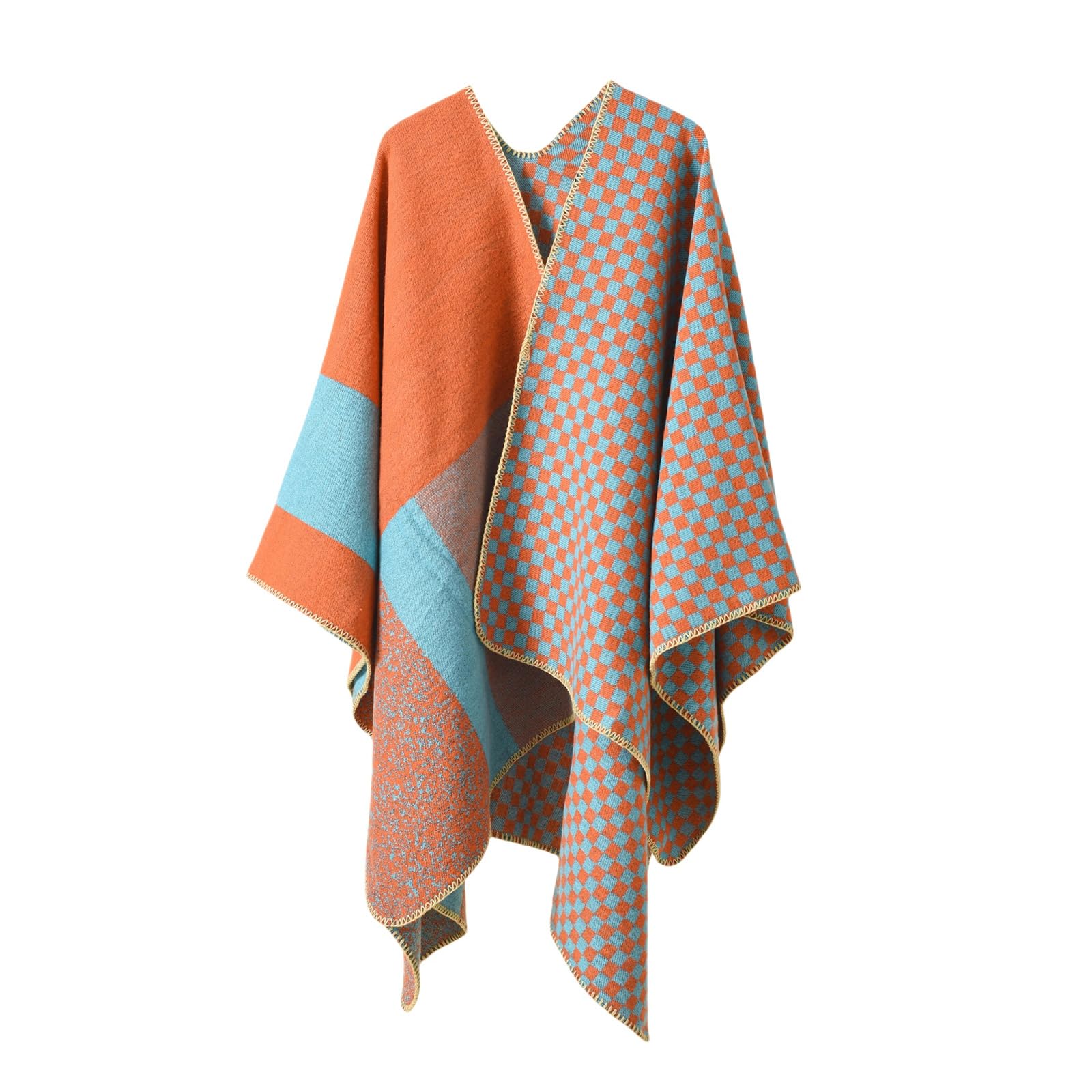 Poncho Mantella Scialcano Autunno E Inverno Donne Warp Warp Knitting Color Matching Sciallo Caldo alla Moda