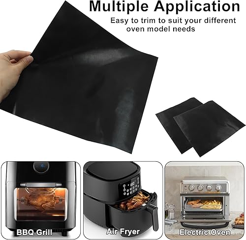Miniatura 3 de 4 forros de horno para freidora de aire de 13.4 x 9.4 pulgadas para la parte inferior del horno, tapete reutilizable antiadherente resistente al