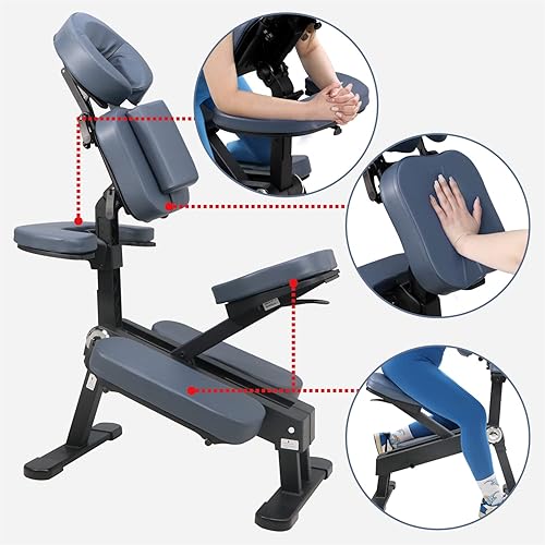 Miniatura 3 de Master Massage Silla de masaje portátil ligera profesional plegable de aluminio ajustable con funda de transporte con ruedas, aluminio, azul (azul