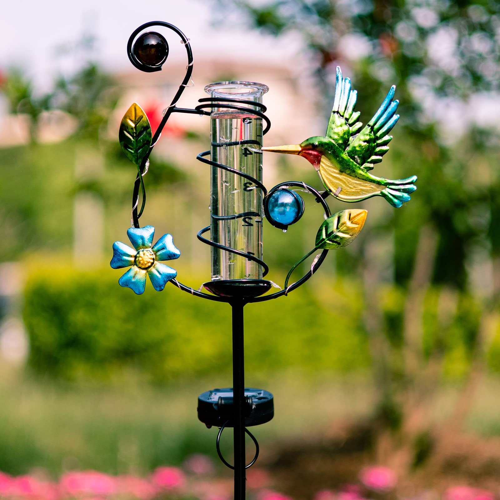 Stargarden Kolibri-regenmesser, Solar-LED-Lichter, Regenmesser, Dekorativ, Wasserdicht, Für Hof, Garten, Terrasse, Rasen