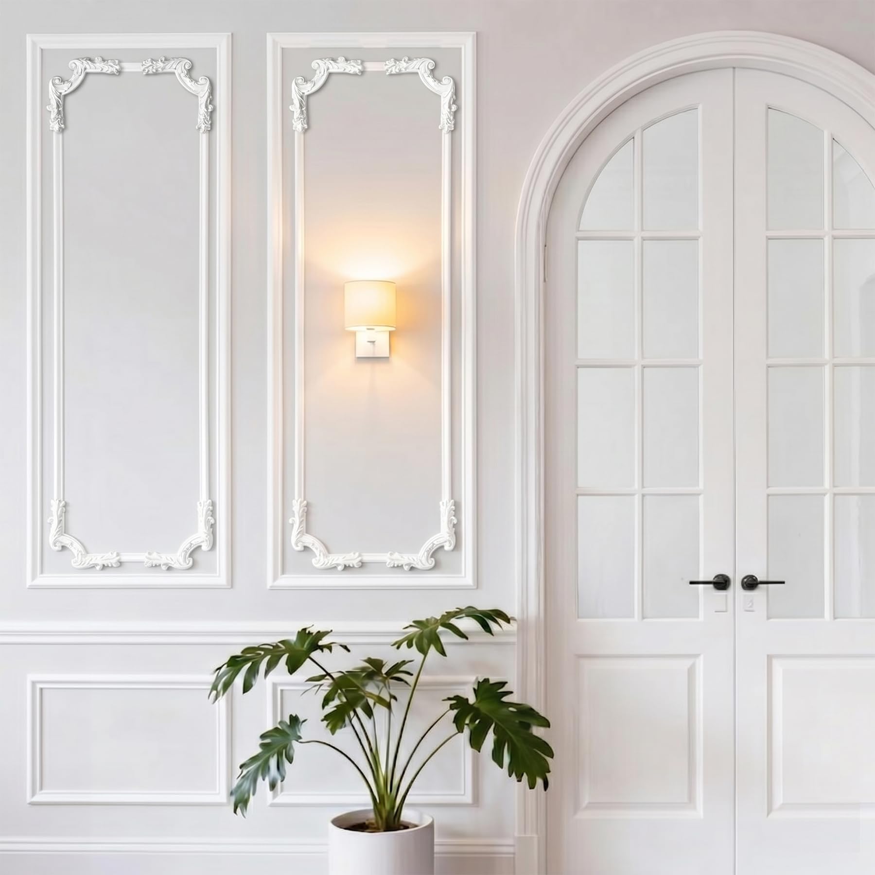 4 PCS Angolari Decorativi per Pareti E Soffitti in PU Modanature Angolari 3D con Decorazioni Floreali Profili Decorativi Verniciabili per Cornici E Angoli Elegante Finitura
