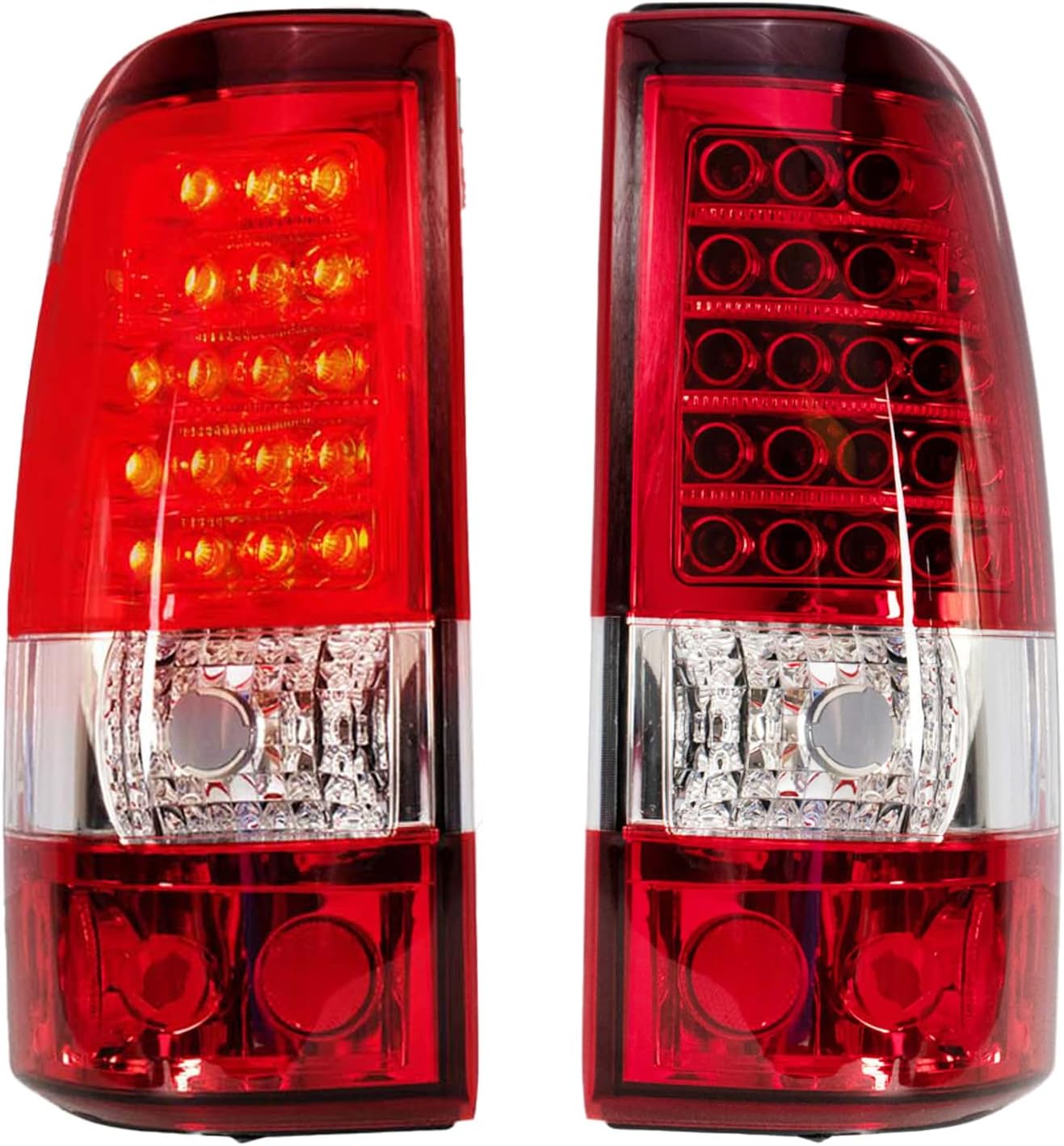 TRQ 2 Piece Driver & Passenger Side Tail Light Assembly Set LED Compatible with 2003-2005 Chevy Silverado 1500 With Fleetside Bed 2003-2007 Classic 1500 2500 3500 HD With Single Rear Wheels GM2800174