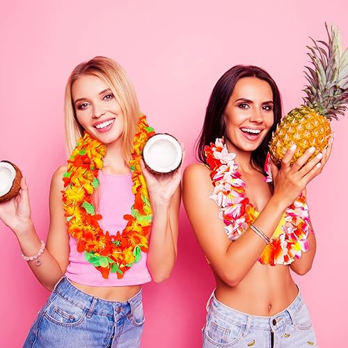 Miniatura 3 de Garma 36 collares hawaianos Leis a granel, flores tropicales Lei Hawaiian Luau decoraciones de fiesta, suministros de fiesta de playa Hawaii Luau,
