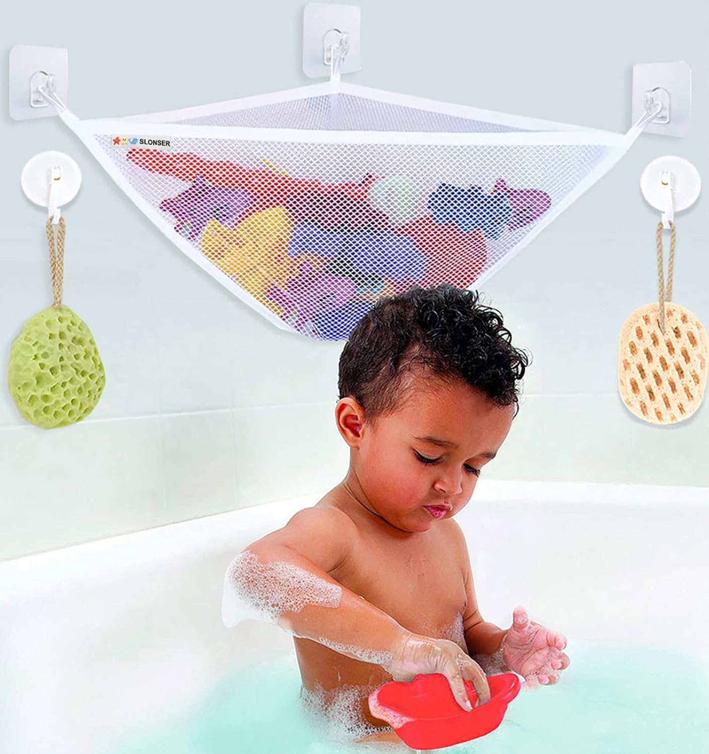 Kids Bath Toy Holder Corner, Baby Bath Toy Organizer Corner