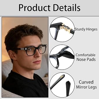 3 Pcs chrome hearts glasses, Adjustable glasses, Clear Frame Design, With Stylish Metal Details, elegant chrome accents and decorative floral emblems on the temples