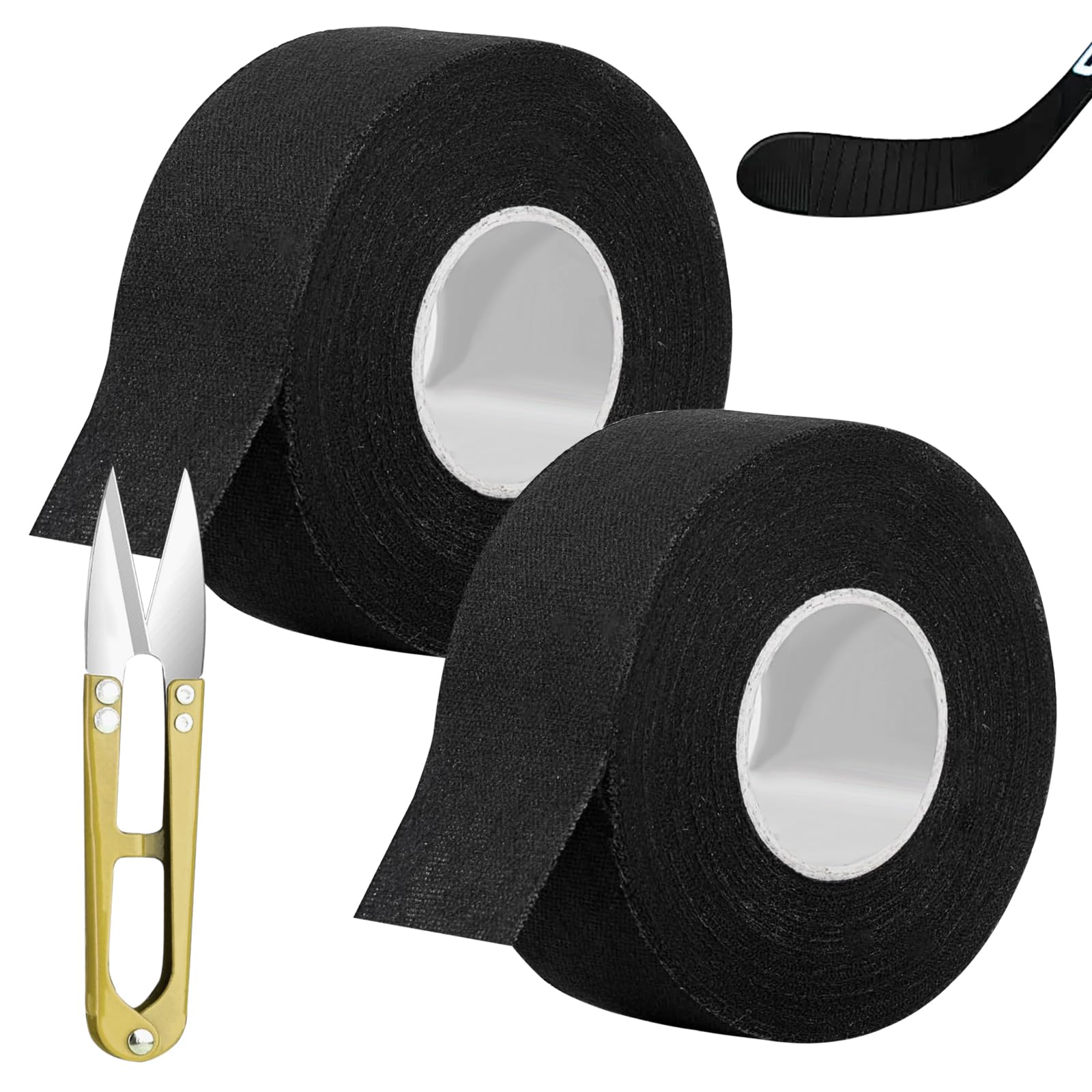 Bande Antidérapante pour Hockey - 25 mm × 10 m - 2 Rouleaux et 1 Ciseaux en Fer - Bande Antidérapante pour Tennis, Badminton, Golf
