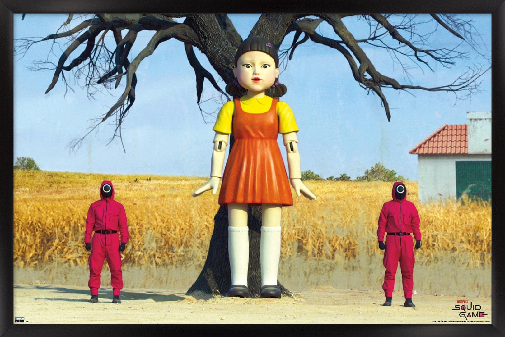 Trends International Netflix Squid Game - Doll Wall Poster, 14.725" x 22.375", Black Framed Version