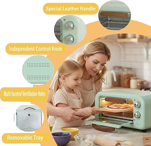 Miniatura 3 de Horno tostador compacto de 12 litros con convección - Horno de encimera para hornear, asar y tostar, horno tostador pequeño de 800 W, acero