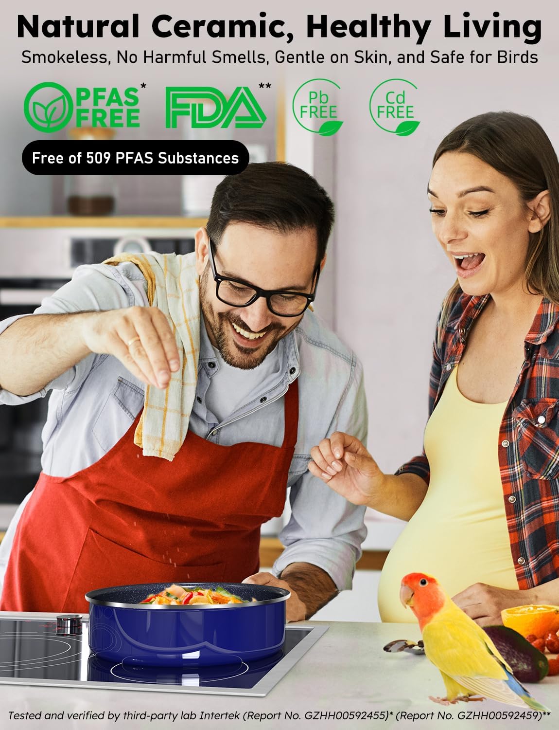 Pro DUXANO 12PC Nonstick Pots and Pans Set&Hybrid 3-Ply Stainless Steel Skillet, High Heat Sear&Fry, 2-Layer Ceramic Induction Cookware, 9H Scratch-Resistant&Anti-Warp,PFAS Free,All Cooktop/Dishwasher - Image 6