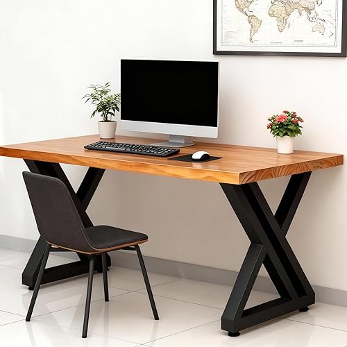 Vista 6 de 28 Inch High Triangular Shaped Metal Table Legs, Modern Cast Iron Welded Desk Legs, Metal Home DIY Project for Nightstand, Coffee Table, Desk, etc.