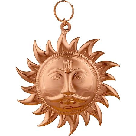 Fobhiya Handmade Copper Sun Rising Statue Color Coated Decorative Surya Wall Hanging Face Symbol Idol For Home Offices Motivational Vastu Yantra Beware From Evil Eyes Amazon In Home Kitchen