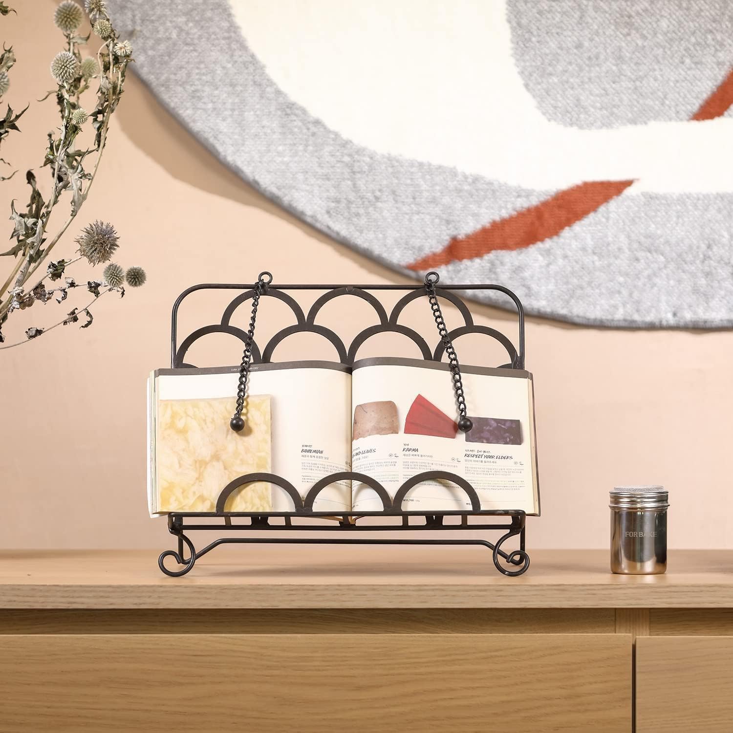 Stand Holder Clearance Iron Recipe Book Holder for Kitchen(Metal Waves