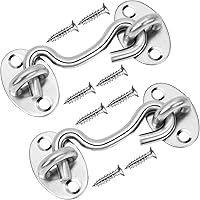 Vista 9 de Rainspire (Paquete de 2) Pestillo de Gancho y Ojal de Privacidad para Puerta de Granero, Pestillo de Puerta de Acero Inoxidable