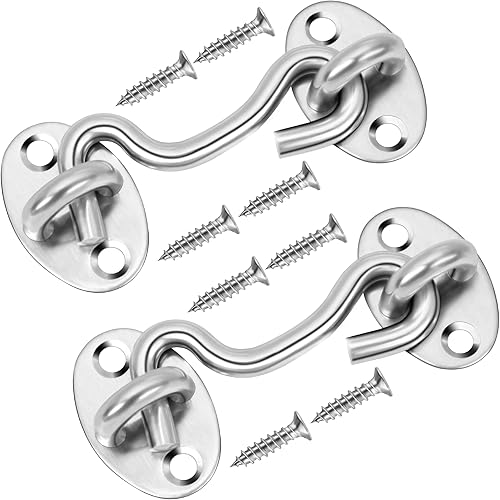 Miniatura 9 de Rainspire (Paquete de 2) Pestillo de Gancho y Ojal de Privacidad para Puerta de Granero, Pestillo de Puerta de Acero Inoxidable