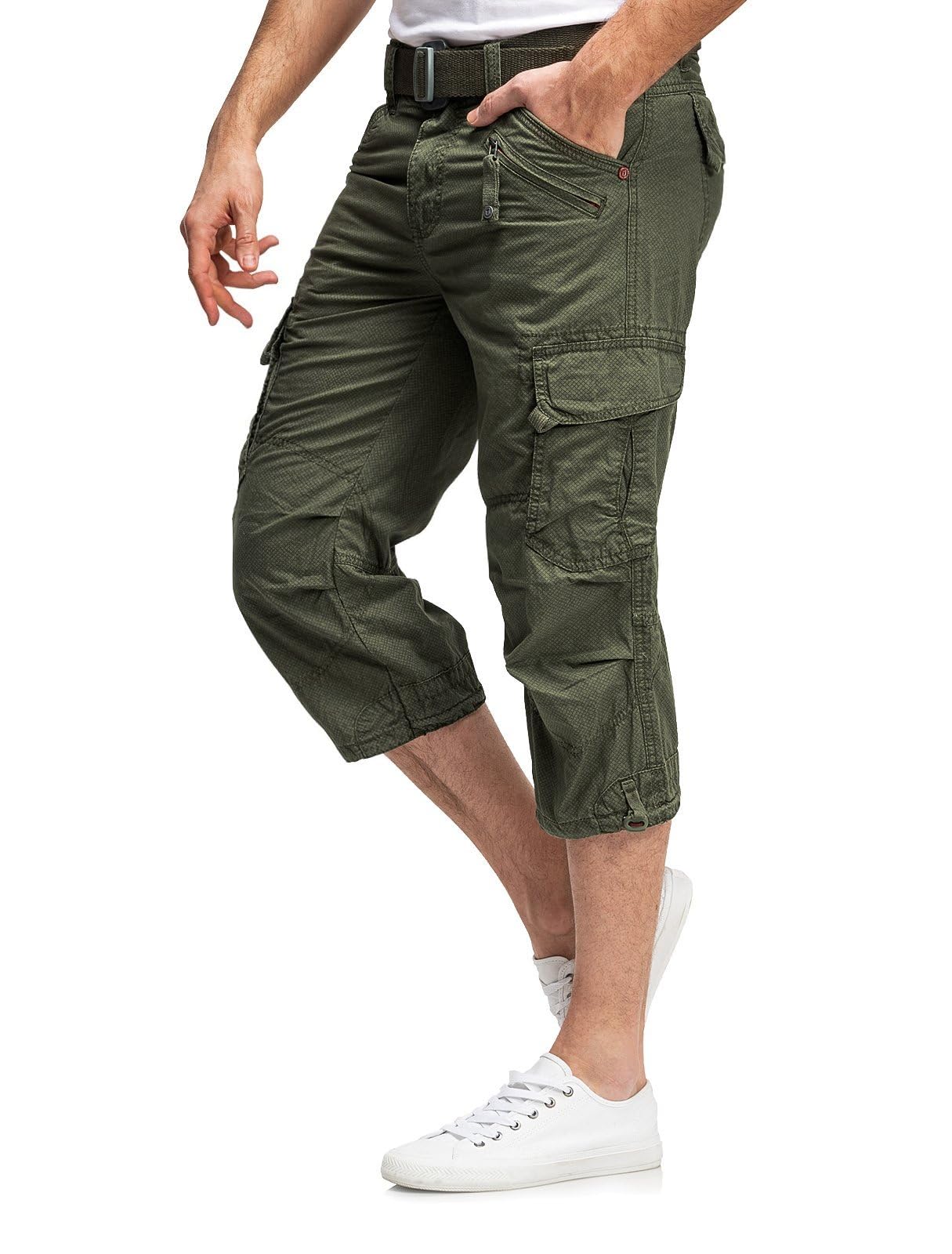 Timezone Herren 3/4 Cargo Hose Loose MILESTZ - Loose Fit -Schwarz Grau Baumwolle