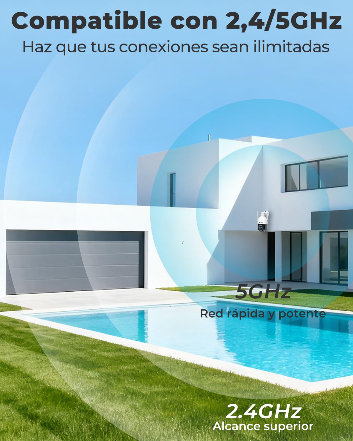 GENBOLT 4K WiFi Cámara Vigilancia Exteriores con PoE,Cámara CCTV IP de Doble Lente de 8MP Cámara Seguridad Exterior con Zoom Híbrido 10X y Seguimiento Automático de Personas y Vehículos(2,4&5GHz)