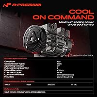 Vista 2 de A-Premium Compresor A/C con embrague compatible con Buick Regal 2.4L 2012, polea de 5 ranuras