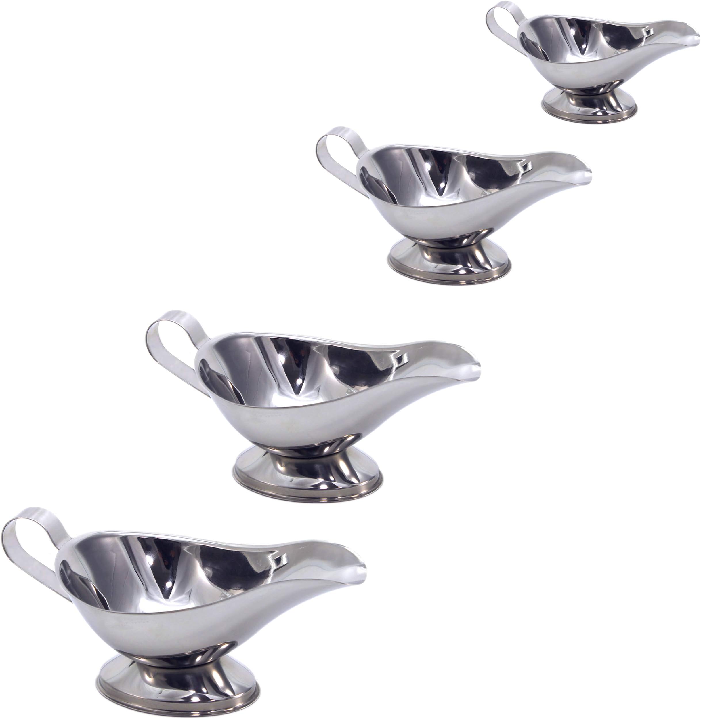 4 Piece Stainless Steel Gravy Boat Set, Mini, Small, Medium and Large Size Combo