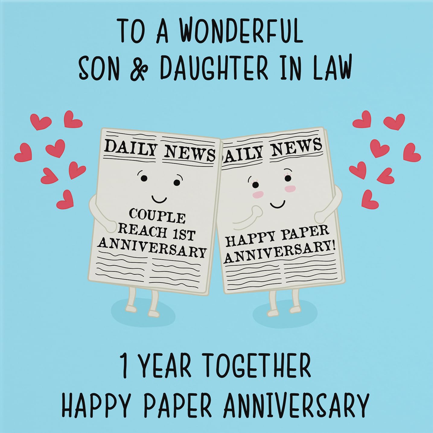 Hunts England, Son And Daughter In Law 1st Anniversary Card, Fun Cute Anniversary Card, 1 Year Together - Image 2