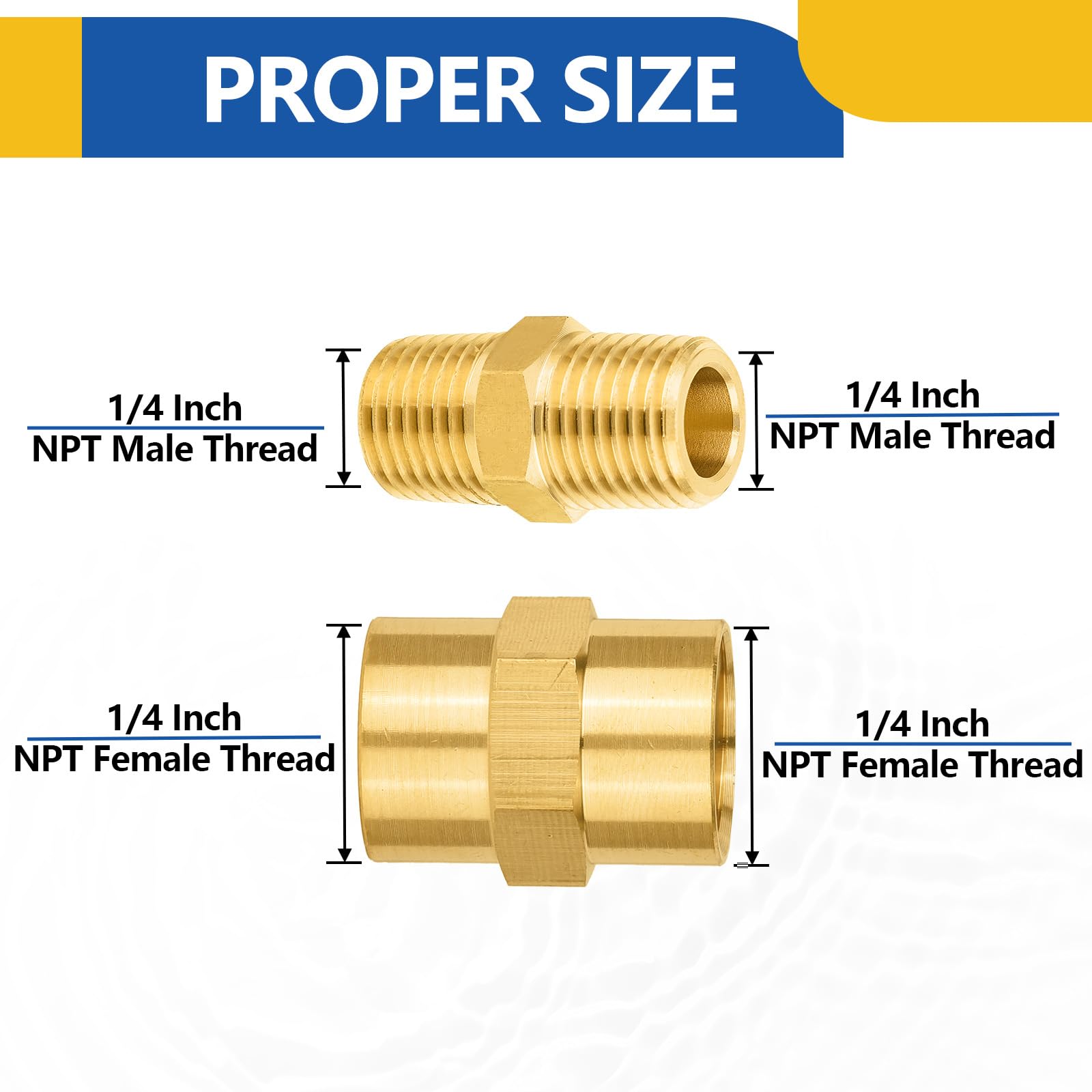 Paquete de 20 racores de latón GUOFIS, Macho de 1/4" (Paquete de 10) + Hembra de 1/4" (Paquete de 10), niple Hexagonal