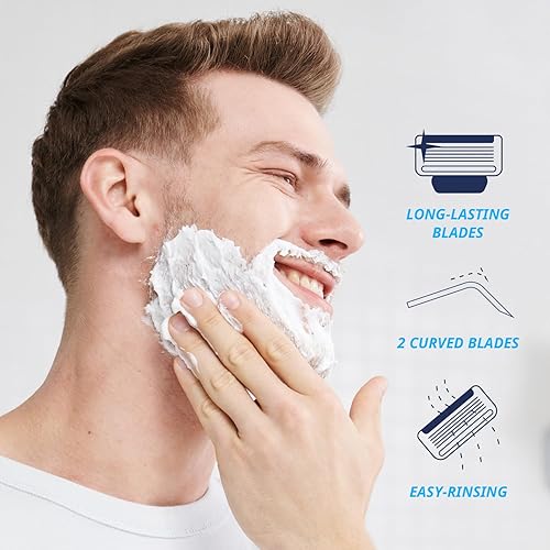 Miniatura 5 de Dorco Pace 2 Plus - Maquinilla de afeitar desechable, 2 cuchillas, cabezal pivotante, flujo abierto, sin obstrucciones, tira lubricante de fácil