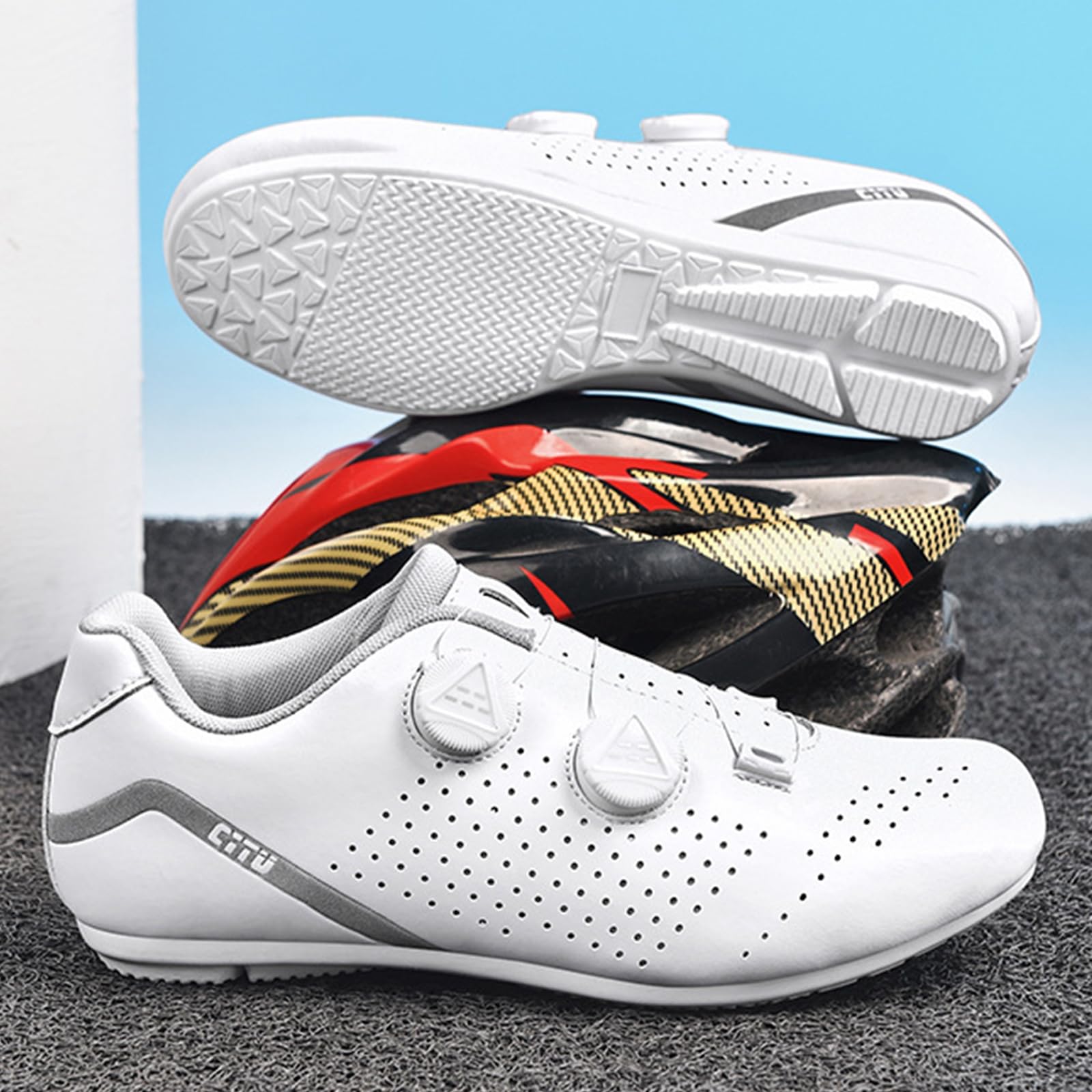 Scarpe da Ciclismo Uomo Donna Traspiranti Flat, Antiscivolo con Suola in Gomma Scarpe da Bicicletta Nessuna Serratura