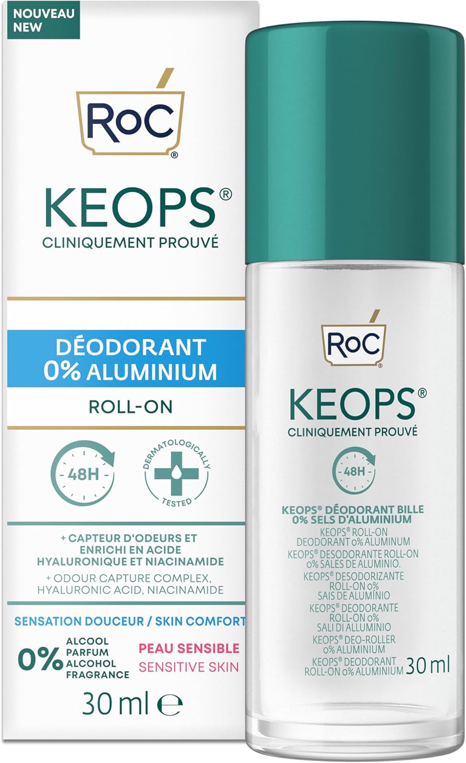 ROC KEOPS Deodorant Roll-On 0% Aluminium