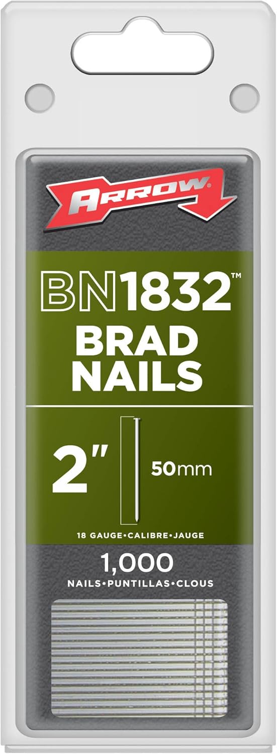Arrow Fastener BN1832 Genuine 2-Inch Brad Nails with Steel T Head, 1000-Pack