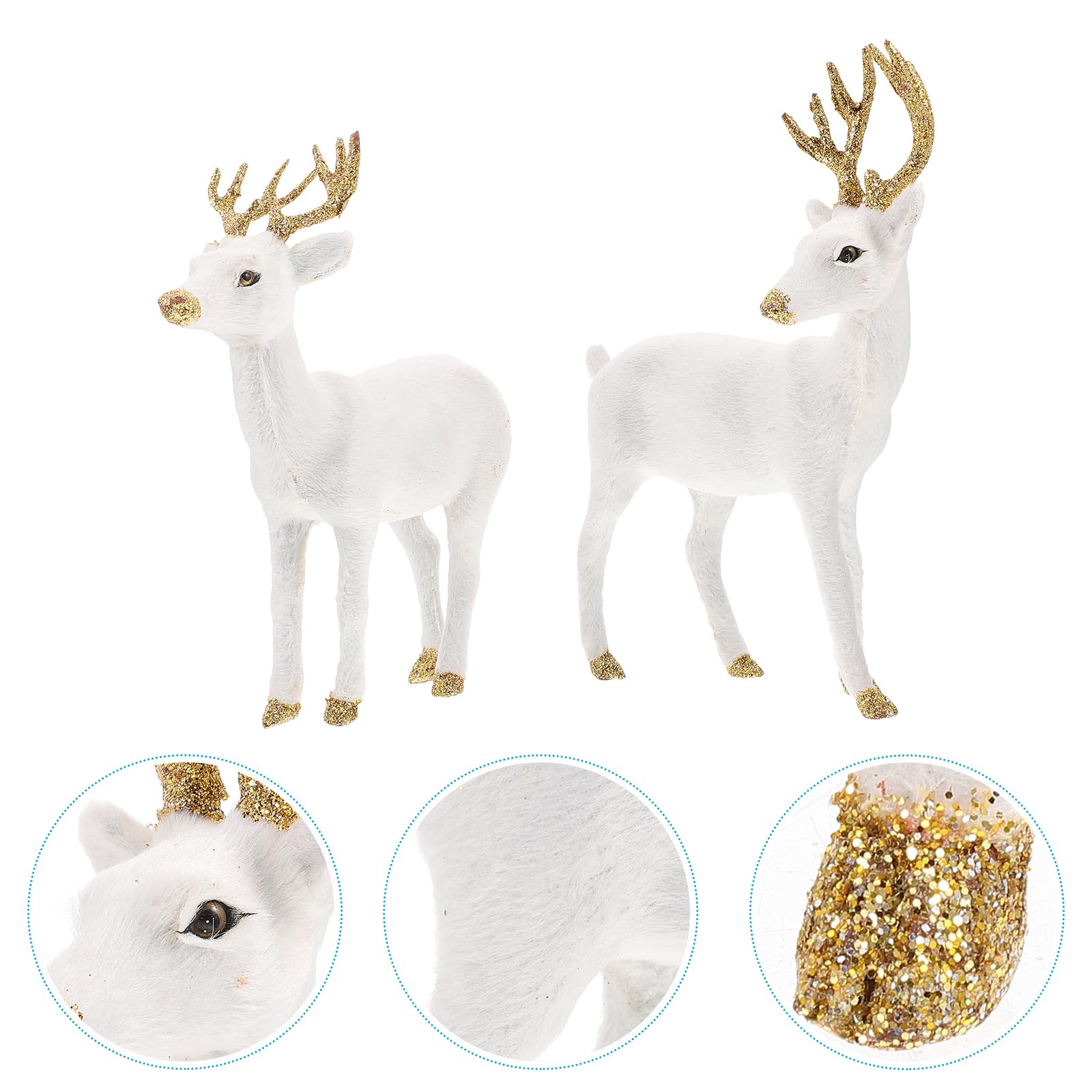 BESTonZON Figurines de cerf ¨¹ Blanc ? Cerf Sika : Figurines de Noël 2 pièces d'animaux Paysage Gl¨¹cksbringer Décorations de Noël Ornement Décoration de Noël