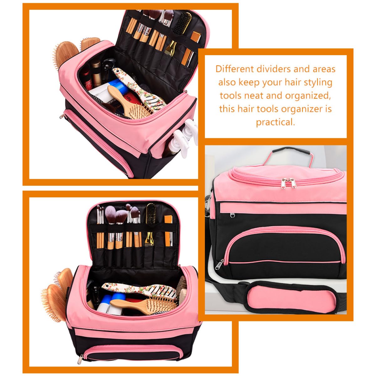Toyvian Große Friseurtasche aus Oxfordstoff mit Metallteilen Multifunktionaler Organizer für Haarstyling Werkzeuge Robust und Leicht Zugänglich für Reisen und Outdoor Einsatz