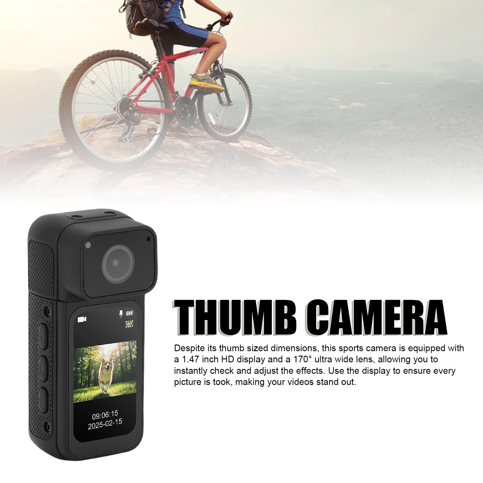 Gugxiom Kamera Akcji 2,7 K, 64 GB Mini Body Camera, Kieszonka do Noszenia z magnetyczną smyczą, Nagrywanie POV, Mała Przenośna Kamera do Pracy, Jazda na Rowerze, podróż, Chodzenie (BLACK)