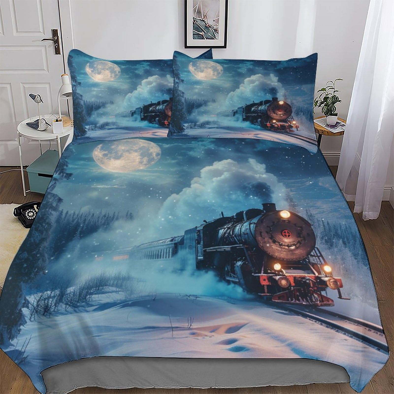Housse de couette 3 pièces Dreamtrain parure de lit double 200x200 microfibre