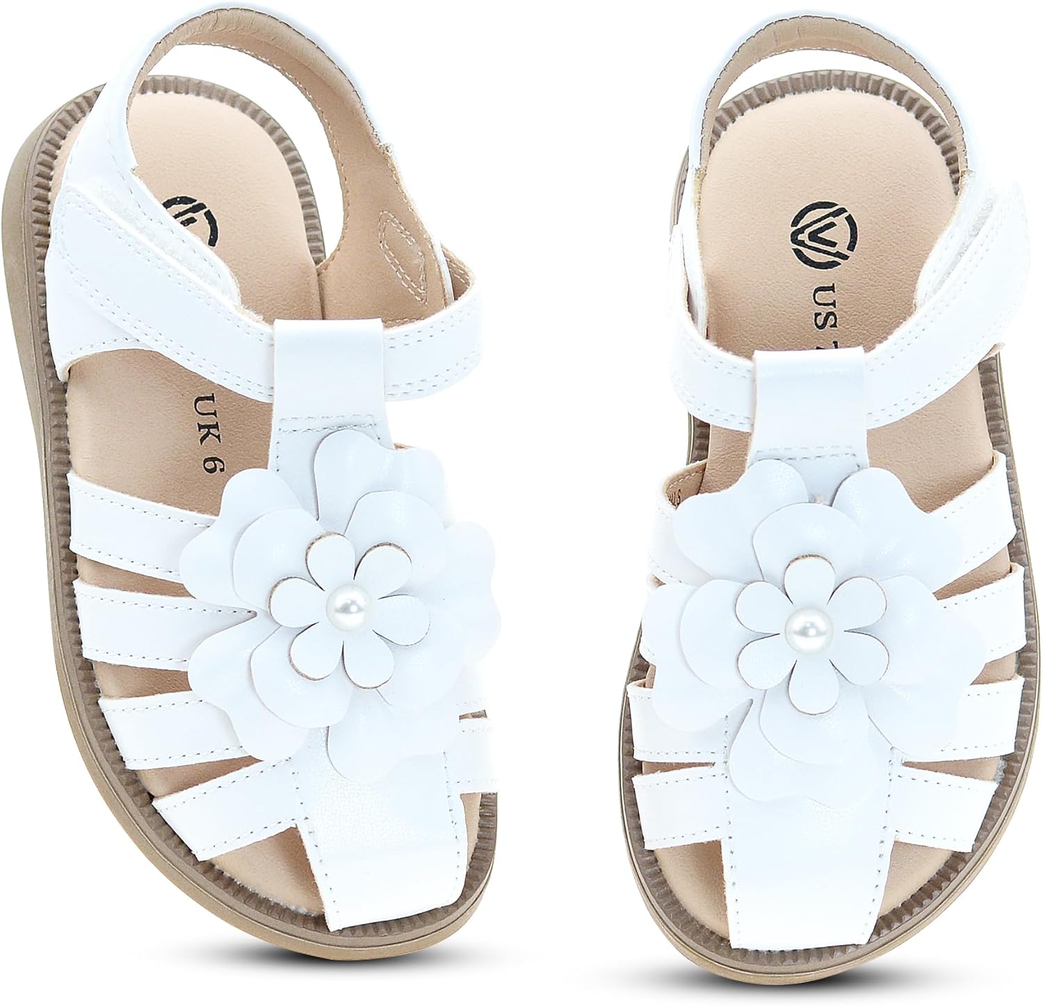 Toddler Girls Sandals Closed Toe Soft Sole Walking Shoes for Baby Infant Princess Flower Summer Flats