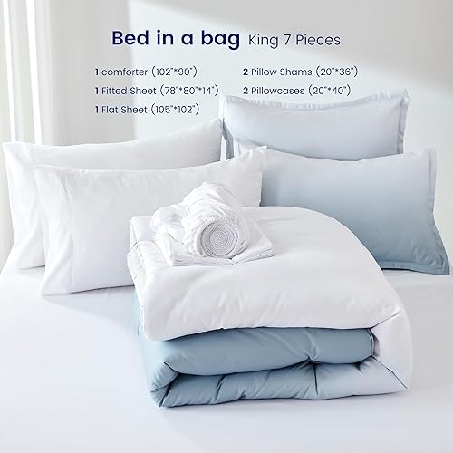 Miniatura 5 de Bolsas de almacenamiento de edredón tamaño King, edredón suave y refrescante de 7 piezas para un sueño reparador, edredón acolchado alternativo,