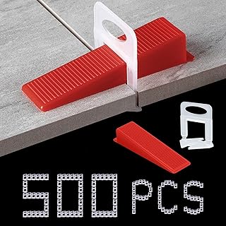Tile Leveling System 400-Piece Tile Leveling Spacer Clips and 100-Piece Reusable Wedges Tile Leveler Tool Set for Ceramic Tile and Stone Installation (1/16 Inch)