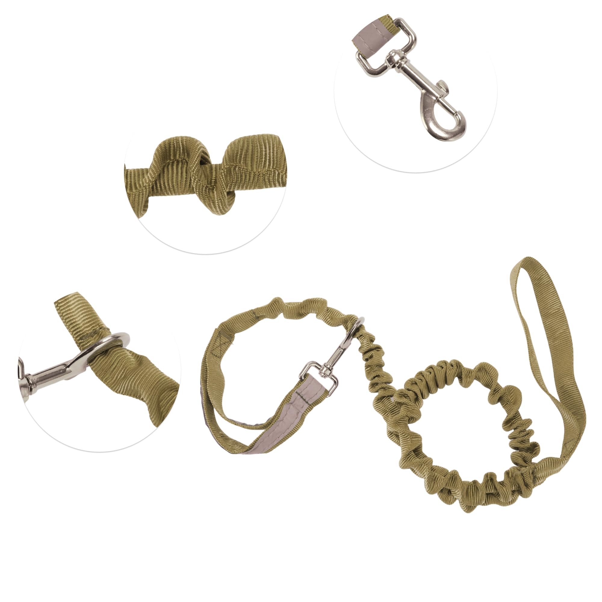 CAPASTEC Guinzaglio per Cani a Doppia Maniglia, Corda Riflettente in Nylon Elastico, Nero, Lunghezza 110-160cm Dia. 0.98 Pollici