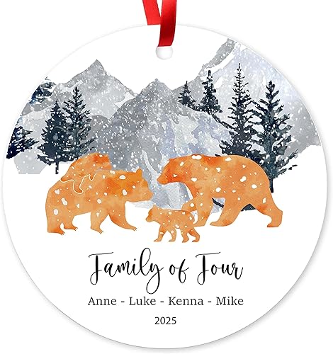 Miniatura 44 de Adorno de Navidad de familia de 3 2024, adorno personalizado para la primera Navidad del bebé, recuerdo de adorno familiar con tema de oso, 3.5